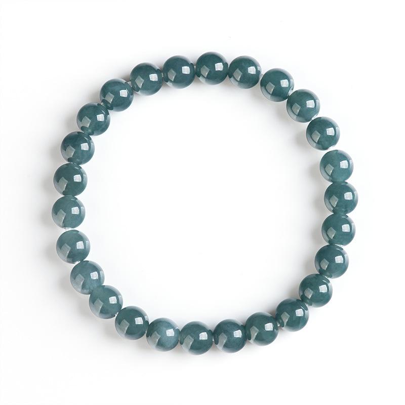 Blue Ice Jade Bracelet with A-Grade Natural Round Beads for Men and Women