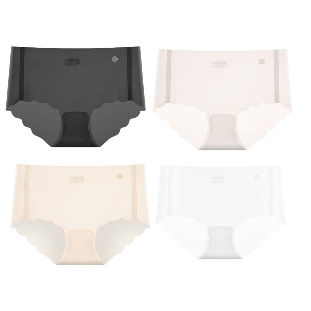 4 Stück/Set Eis-Seiden-Slips Damen-Dessous Schnell trocknend Ultradünn Nahtlos Niedrige Taille Sommer-Unterwäsche Slips