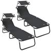 Folding Sun Lounger 2 Pcs Black 190 X 57 X 81 Cm Oxford