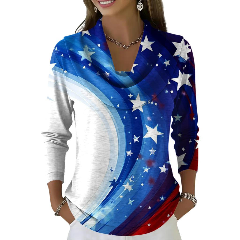 Women's Casual And Fashionable Round Neck Long Sleeved Printed Top Sweater