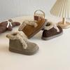 2024 Children Plush Leather Boots for Girls Winter New Fashion Korean Style Soft Bottom Anti-slippery Versatile Chic Warm Shoes