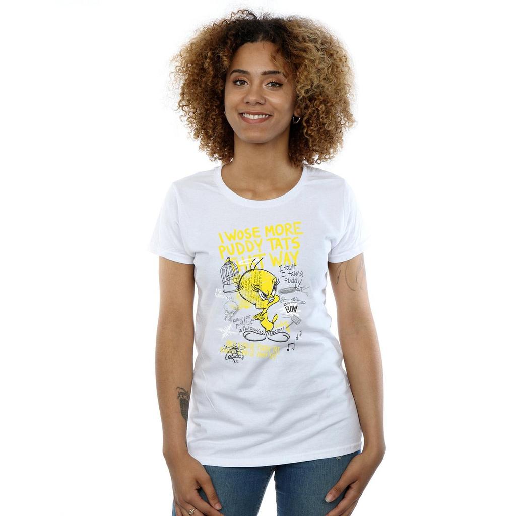 Looney Tunes Damen/Damen More Puddy Tats Tweety Baumwoll-T-Shirt