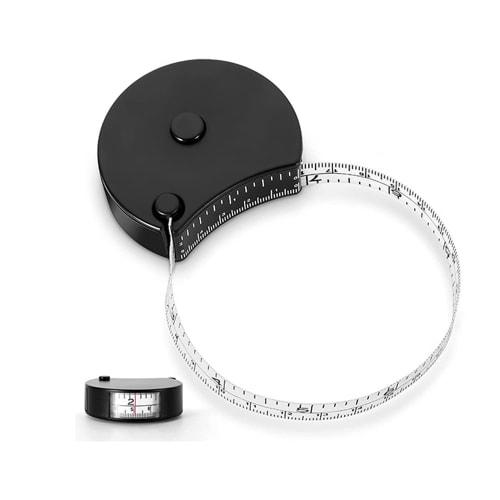 Tape Measure [One-Handed Operation, 2-Way] Circumference Measuring Tape for Waist, Abdomen, and Chest Measurements, Sewing, 150cm Inch Compatible (Whi