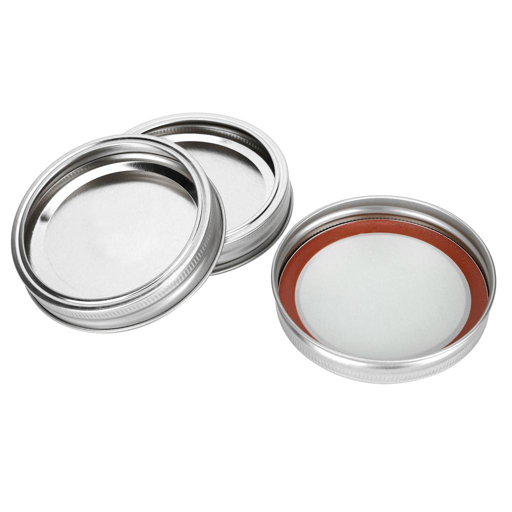 12Pcs Stainless Steel Split Type Glass Jar Lids Round Lkproof Sling Covers Kitchen Supply(XH00179 Gold )