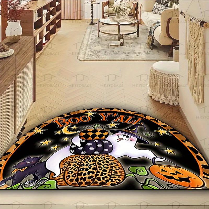 Spooky Halloween Half Round Doormat Cute Ghost Moon Star Semicircle Carpet For Bedroom Bathroom Front Door Welcome Floor Mat