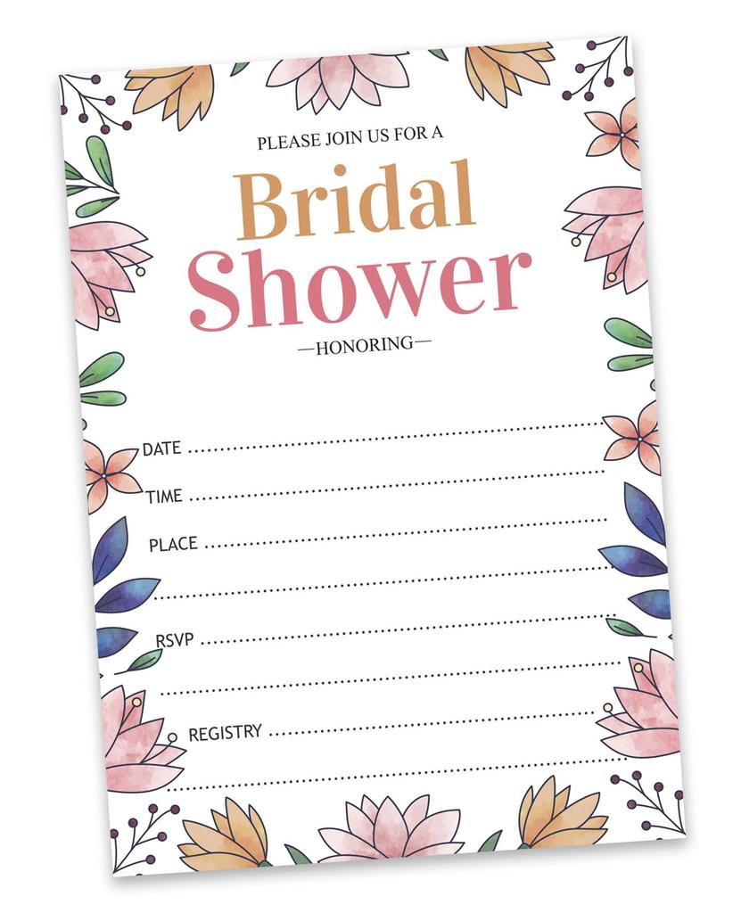 Inkdotpot 30 Bridal Shower InvitationsA  FloralA  Wedding Fill-In Style Invites Blank