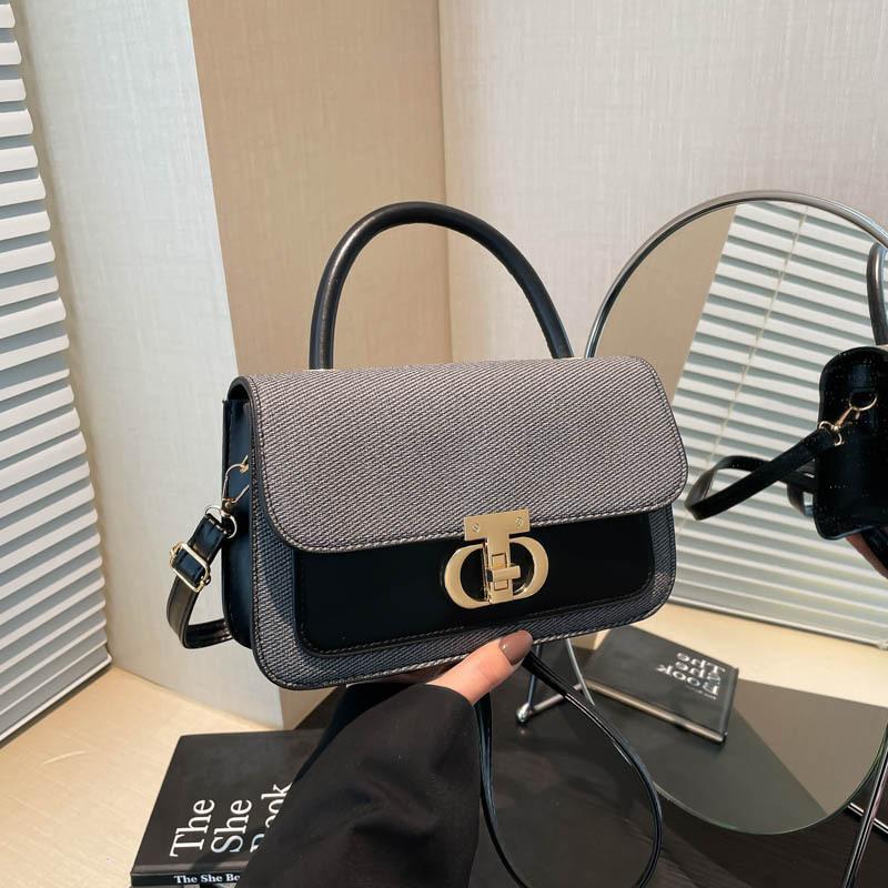 

Women s bags spring and summer new high-end hand carry one shoulder underarm small square bag niche light luxury versatile messenger bag women чёрный