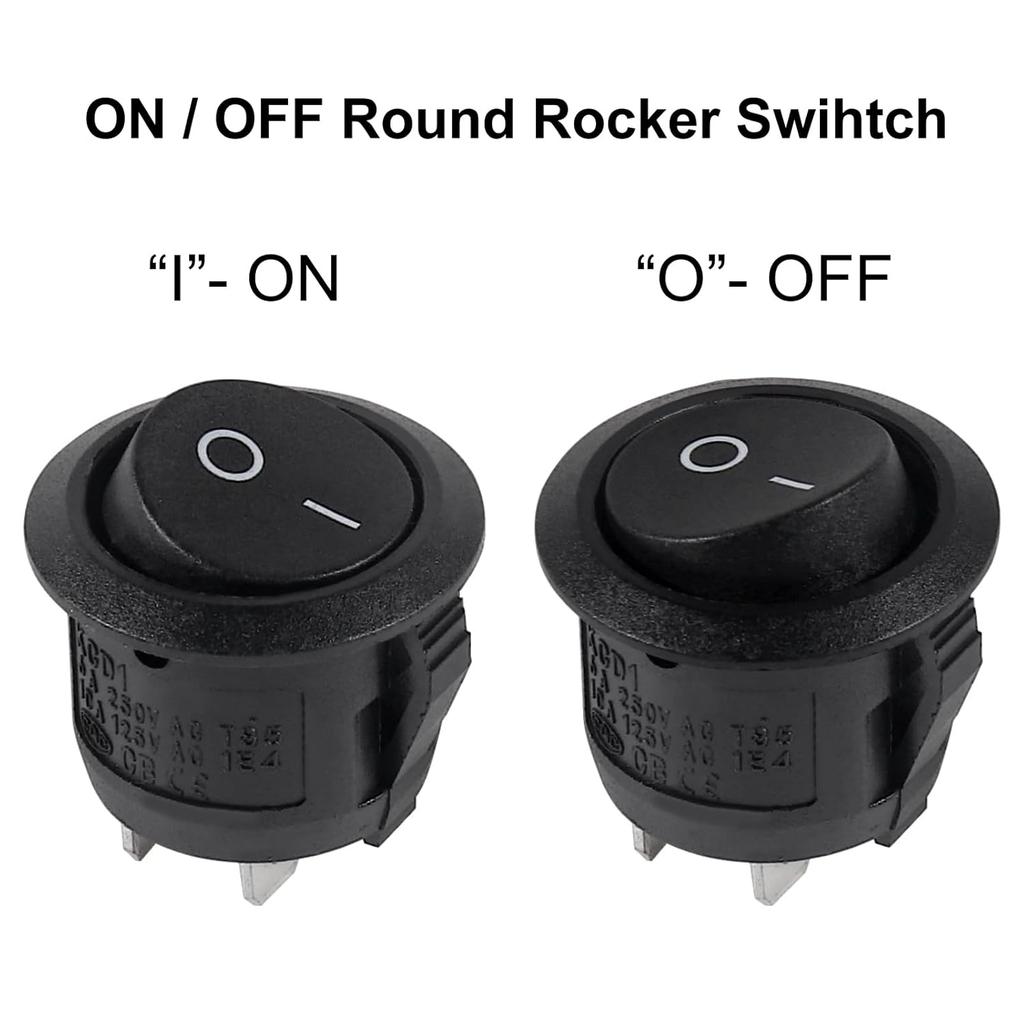 6PCS 12 Volt DC Mini Circle Toggle Switch ON Off Round Rocker Switches SPST 20mm Mini for Car Automotive RV 2 Pin Switch 120V Wired KCD1