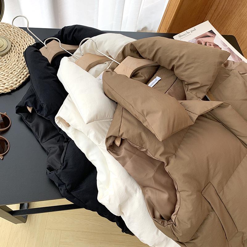 2025 Autumn/Winter Women's Short Stand Collar Down Cotton Vest - Korean Style Sleeveless Outerwear