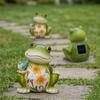 Outdoor Frog-shape Sculpture Solar LED Warm White Garden Light Resin Water-Resistant Courtyard Home Landscaping Decor