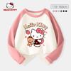 Hello Kitty Girls' Base Layer Shirt Spring 2024 New Children's Long-Sleeved T-Shirt Black Fashionable Stylish Top