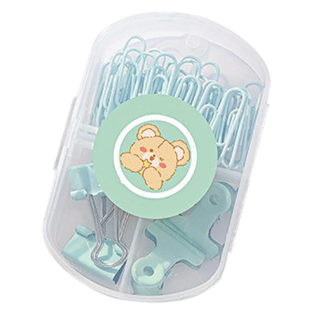 Paper Clips Set Sturdy Box Packed Light Cute Portable Multi Purpose Office Clips Set for Family School Business Green