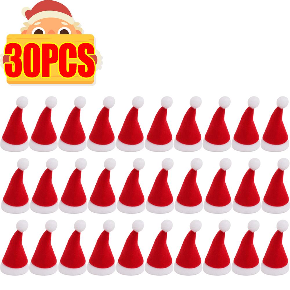 Mini Santa Hat Non-Woven Fabric Lollipops Caps Wine Bottle Covers Christmas Bottles Holder Kitchen Tableware Dinner Decoration