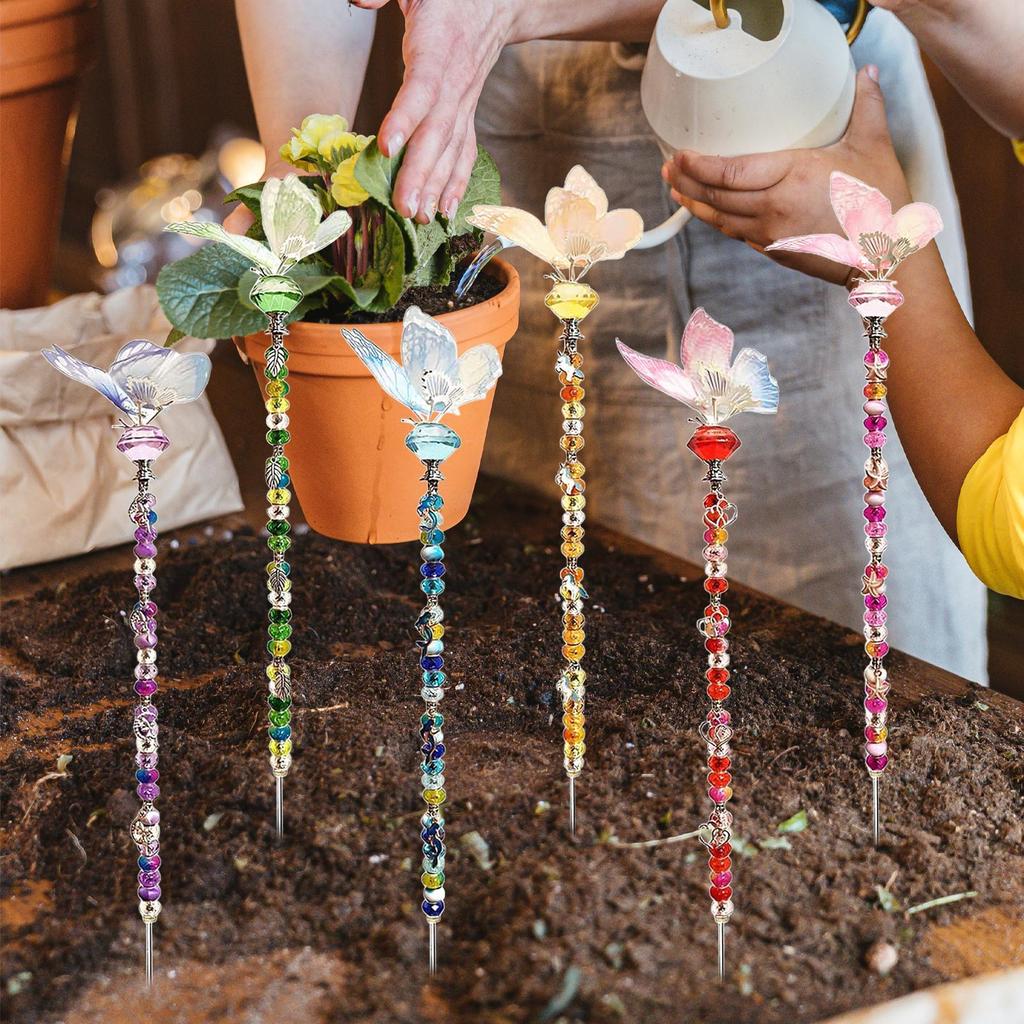 Estacas de Jardim com Contas Varinha de Fada Kit de Estacas de Jardim com Contas Suprimentos de Arte e Artesanato Decoração de Borboleta Para Gramado Externo Feriado
