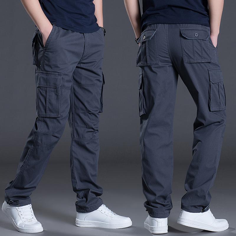 Men's Versatile Multi-Pocket Work Pants - Spring/Autumn, Straight, Loose, Wear-Resistant, Outdoor Labor Protection Pants