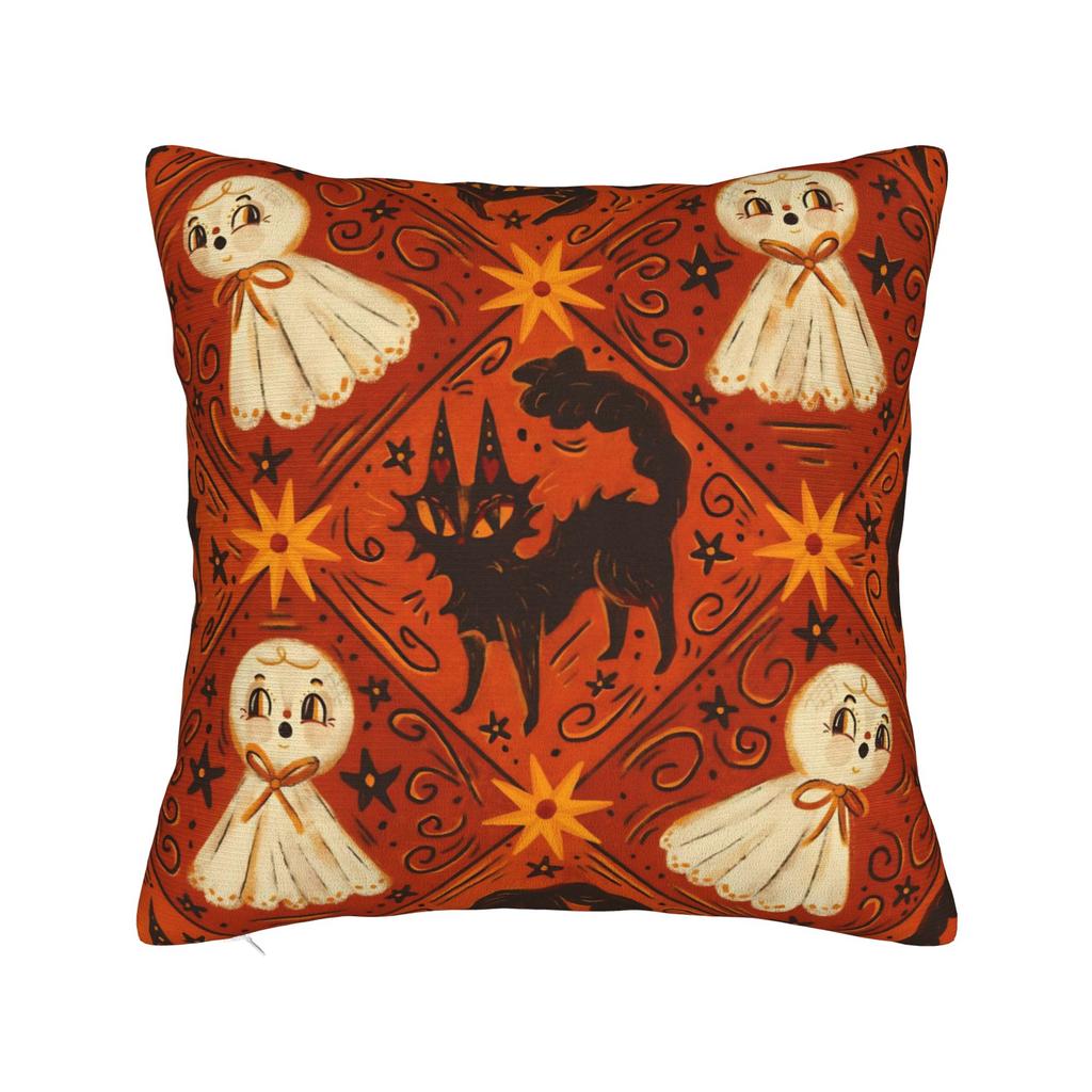 Halloween Square Pillow Cases Pumpkin Black Cats Cushion Cover Customized Decorative Throw Pillow Case Cover for Home 45x45cm