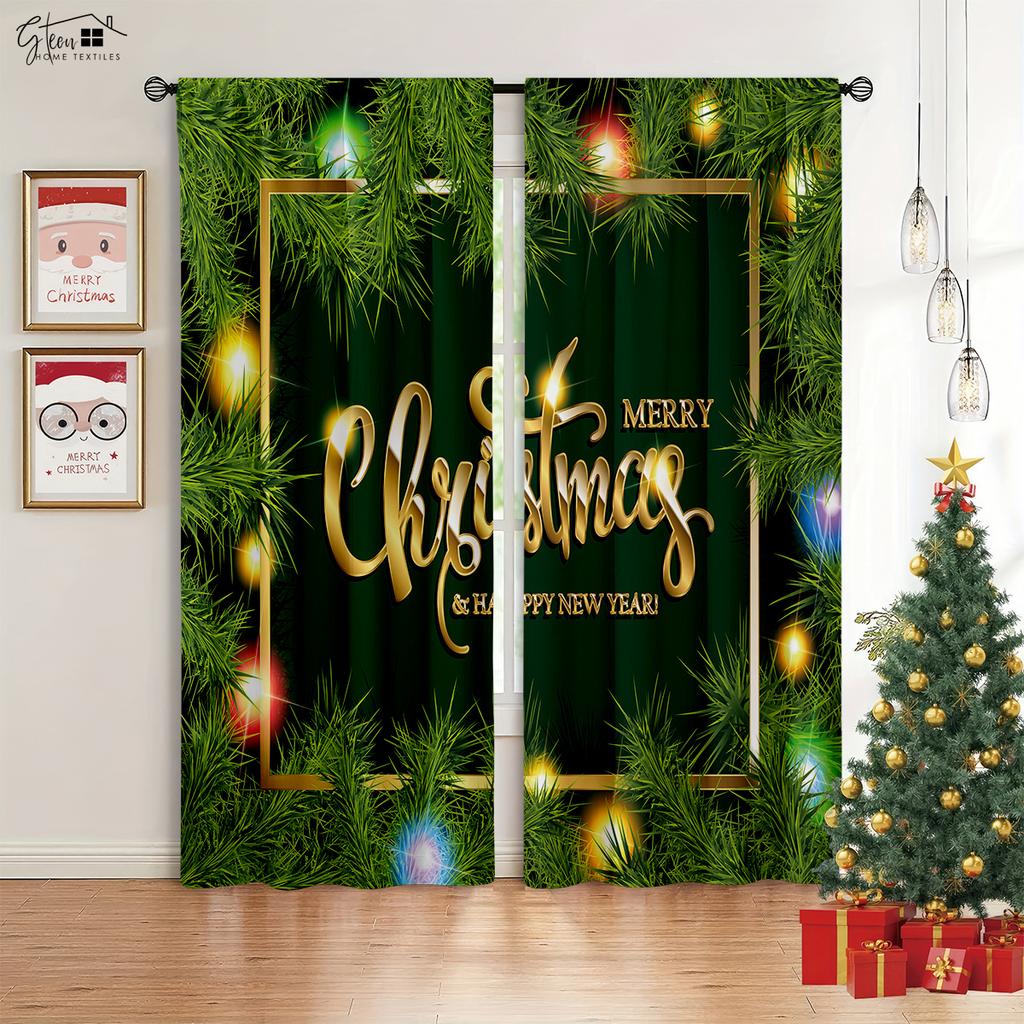 Christmas Ornament Drapes Christmas Tree Gifts Fireplace Livingroom Space Bedchamber Children Latest Festival 3D Printing Drapes