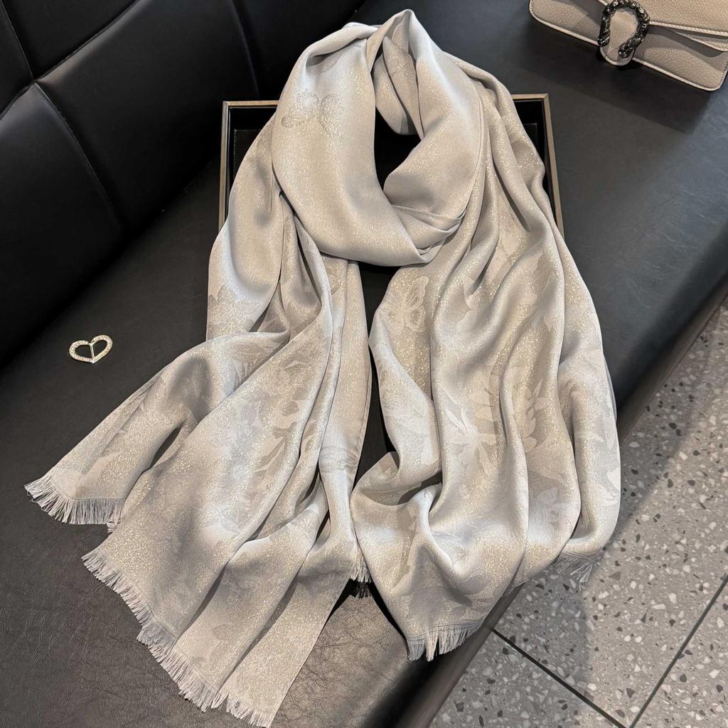 Thin Scarf Spring and Summer Shawl Exterior  New Ethnic Fashionable Imitation Silk Scarf  Photo Travel Beach Towel