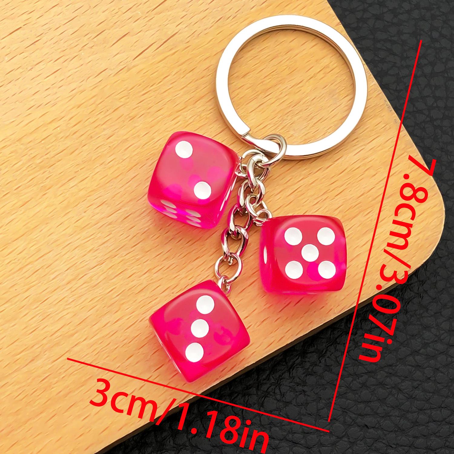European Creative Transparent Purple Resin Dice Keychain for Car or Bag Gift