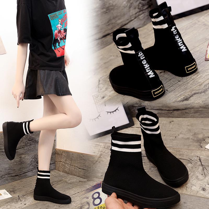 Mujeres casuales alta redondo moda plana antideslizante calcetines Zapatos  estudiante colores sólidos calcetines Botas comprar a buen precio — entrega  gratuita, reseñas reales con fotos — Joom