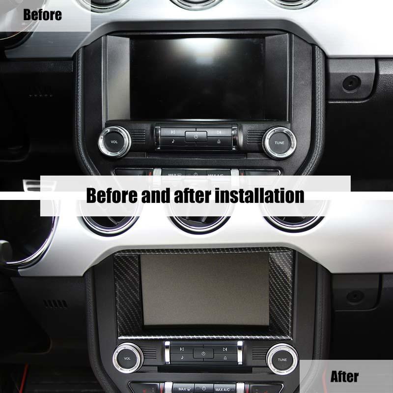 Car Navigation Decorative Panel Decoration Cover Stickers Fit For Ford Mustang 2015 Up ABS Interior Accessories