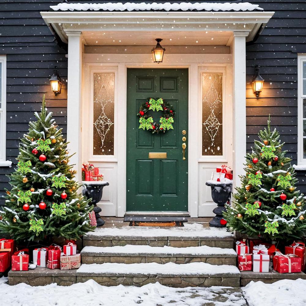 Christmas Bows for Wreaths, DIY Xmas Tree Decorations for Tree Gift Wrapping Garland Home Decor