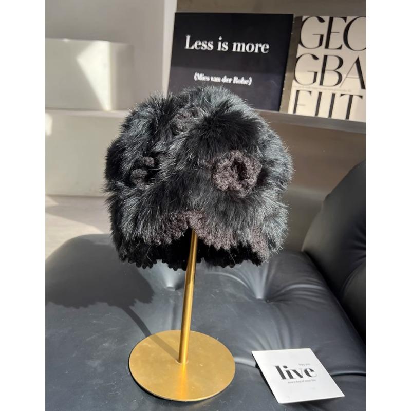 Women Rabbit Fur Knitted Winter Beanie Hat Warm Casual Hat