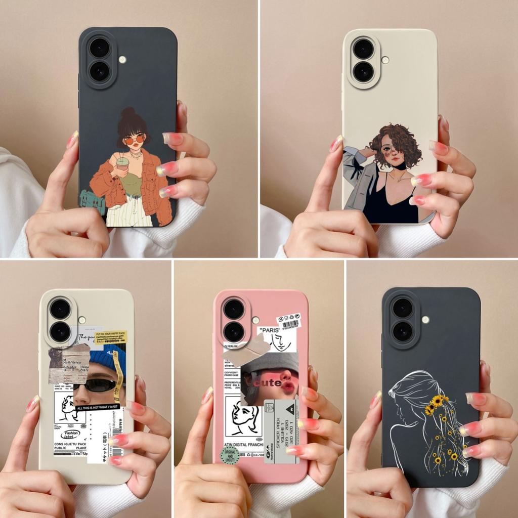 Aesthetic Phone Cover For Apple iPhone 16 Pro 16plus 16promax Fashion Cool Girl Boy Soft Liquid Silicone High Quality Super Shockproof For iPhone Capa