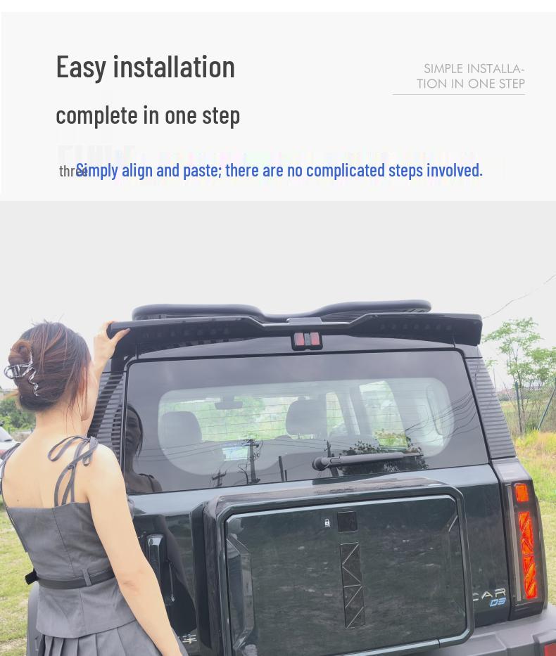 Projetado para carros Chery: Mod de Spoiler Traseiro Integrado e Asa de Teto para Visual Esportivo.