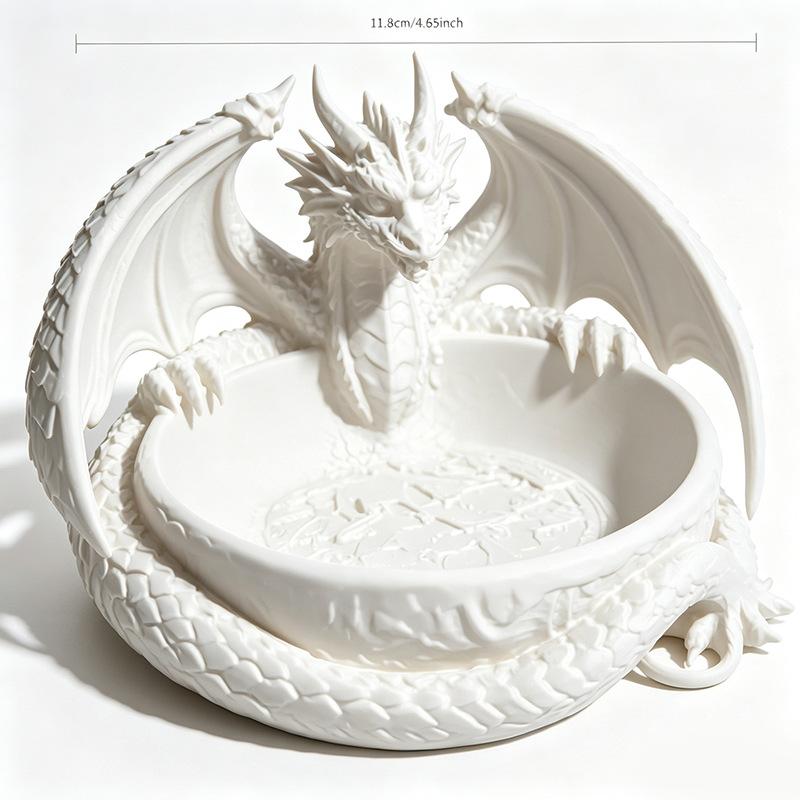 3D Printing Dragon Shaped Jewelry Tray Unique Dark Style Dragon Trinket Bowl Plastic Gothic Key Coin Storage Holder
