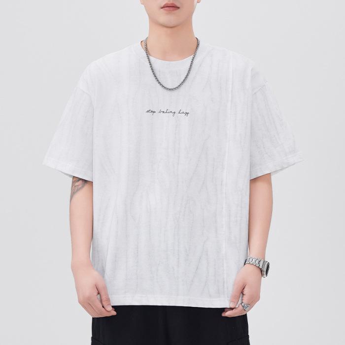 

Новая летняя футболка с принтом и вставками, с коротким рукавом, мужская, свободного кроя, повседневная, с рукавом пять четвертей, универсальная 4XL