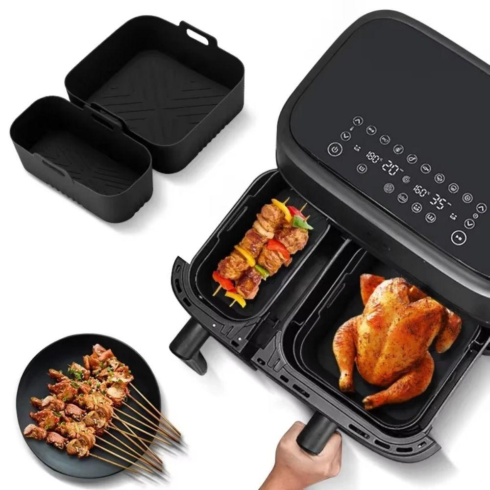 Reusable Dual Basket Baking Tray 6L/3L Air Fryer Silicone Pot Air Fryer Basket  Splash Guard Tool