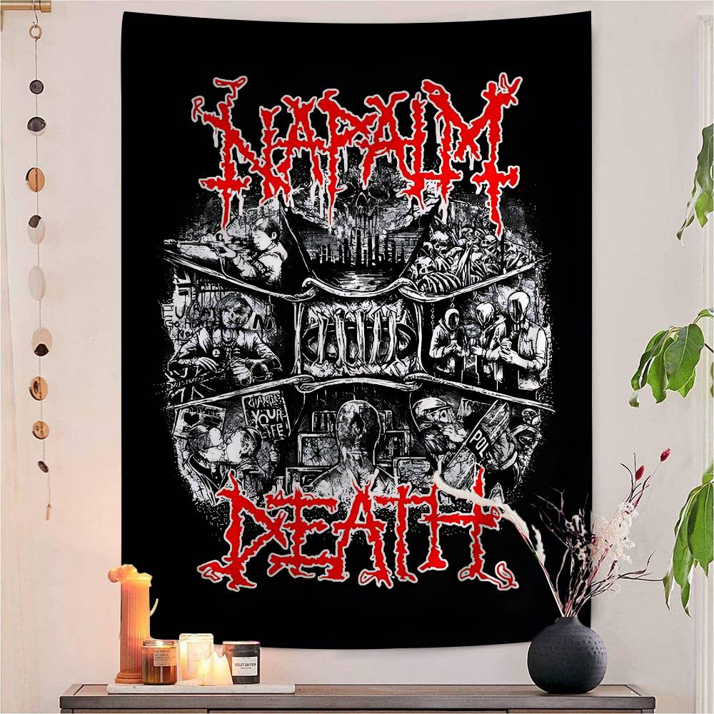 DDeaths Mental Rock Band Printed Large Wall Tapestry Art Science Fiction Room Home Decor Decor Blanket