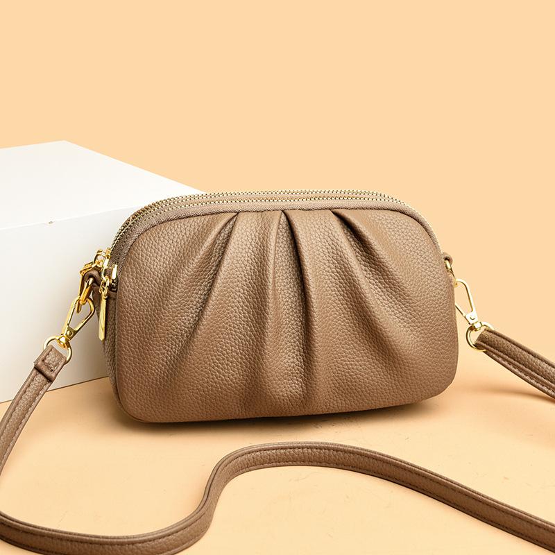 Large-capacity Fashionable and Simple Stylish Multi-layer Single-shoulder Mobile Phone Crossbody Pleated Small Bag