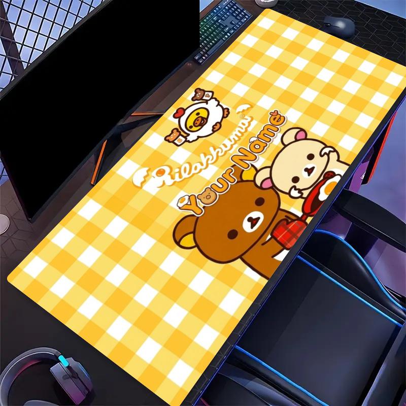 Cute Rilakkuma Breakfast Custom Name Large Size Mouse Pad Gaming Table Cushion Nonslip Laptop Tablet Big XXL Mat Mini PC Playmat With Lock edge