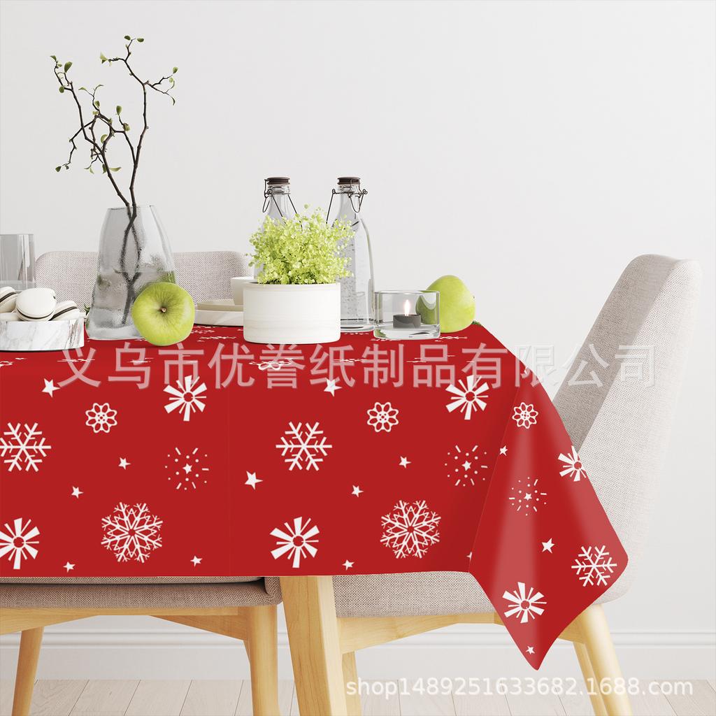 Spot Christmas Themed Tablecloth Christmas Decoration Disposable Tablecloth Party Tablecloth Waterproof And Oil-Proof Pe Tablecloth