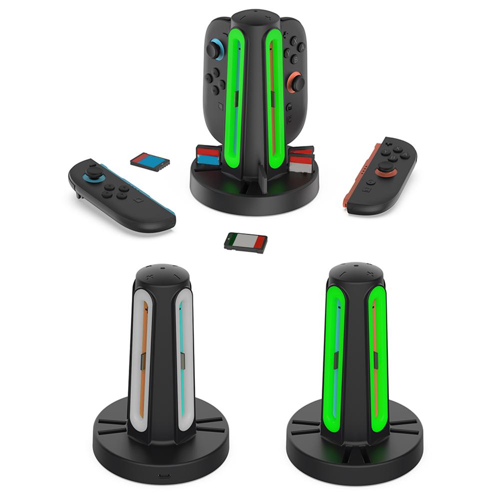 Magnetic Controller Charging Dock for Nintendo Switch 2 LED Controller Charger USB Charging Stand Station with Storage Card Slot
