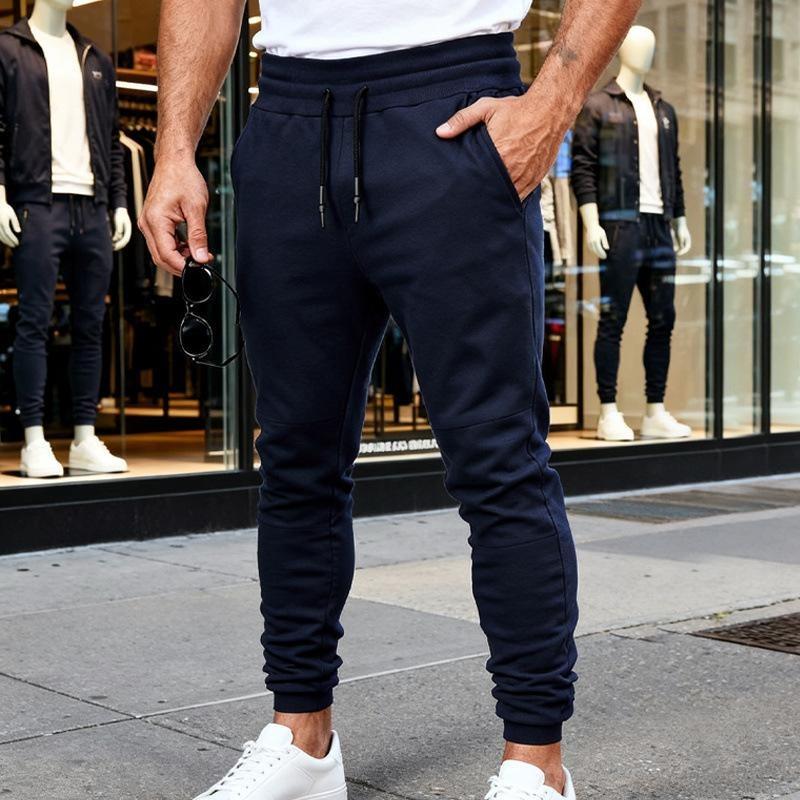 Slim fit joggingbroek voor heren met elastische tailleband en trekkoord, casual sportbroek met zakken.