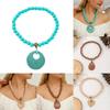 Wooden Beaded Summer Necklace Women Stretch Chain Geometric Pendant Decoration
