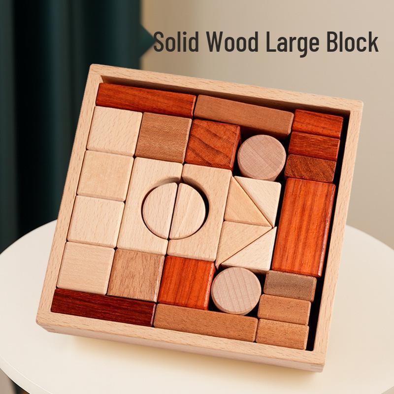 Beech Wood Building Blocks for Toddlers and Children Ages 3-6 – Unpainted, Solid, Chewable Educational Toy