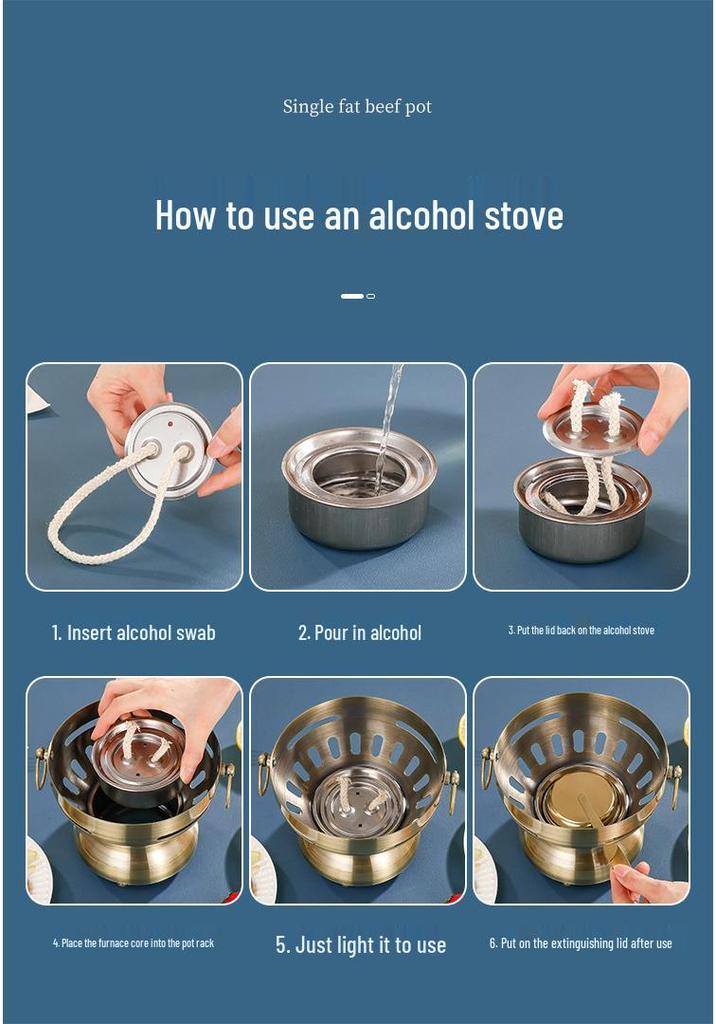 304 Stainless Steel Single-Serving Hot Pot for Shabu Shabu