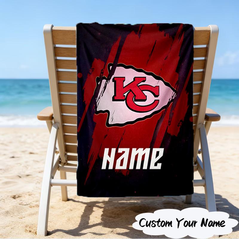 1PC Custom Name Beach Towel Kansas Fan Gear Beach Towel, Suitable for Camping, Travel, Beach Accessories, Super Absorbent, Family Gift