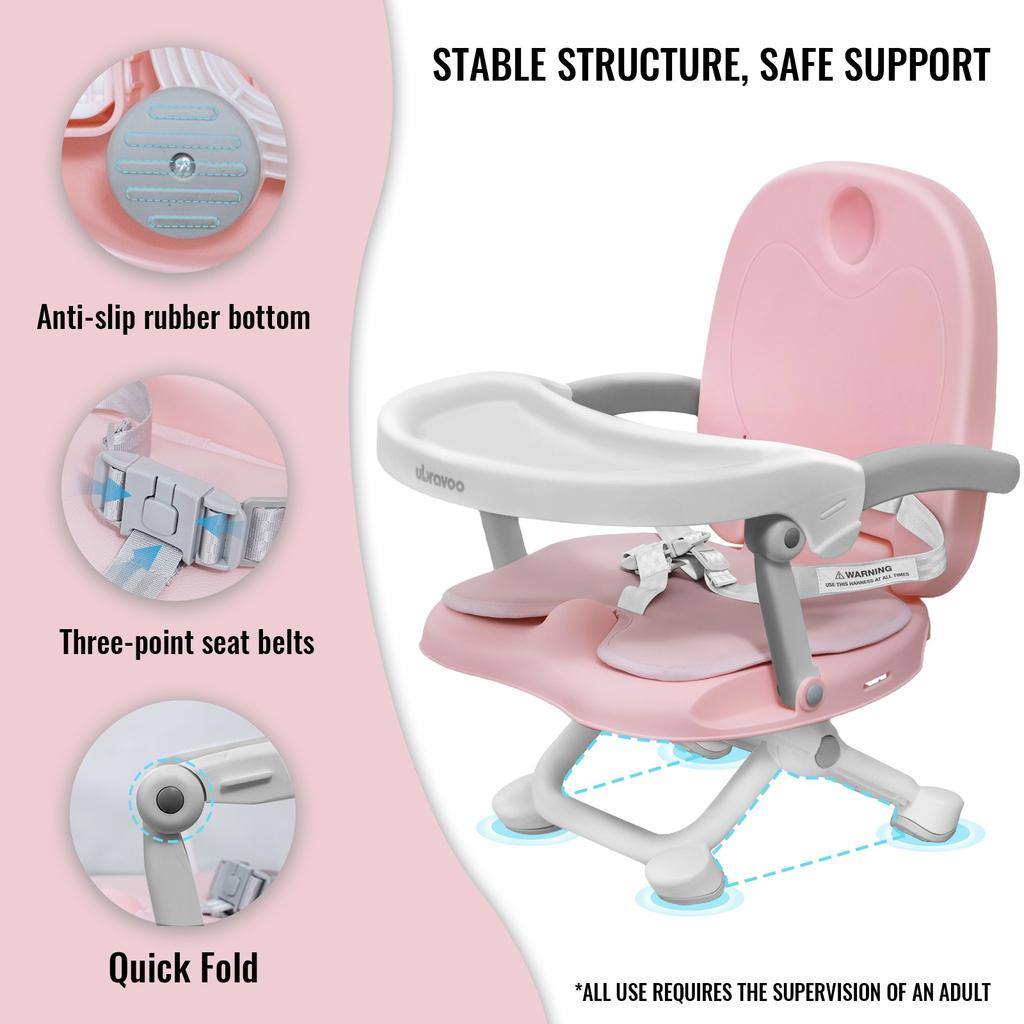 UBRAVOO Children's Booster Seat, Foldable Children's Booster Seat with Removable Tray for Children from 6 to 36 Months