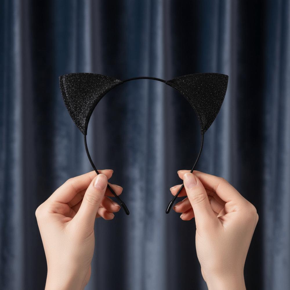 Universal Halloween Cat Ear Headband Shinny Cosplay Cat Ear Headpiece Cute Cat Ear Hair Hoop Kid