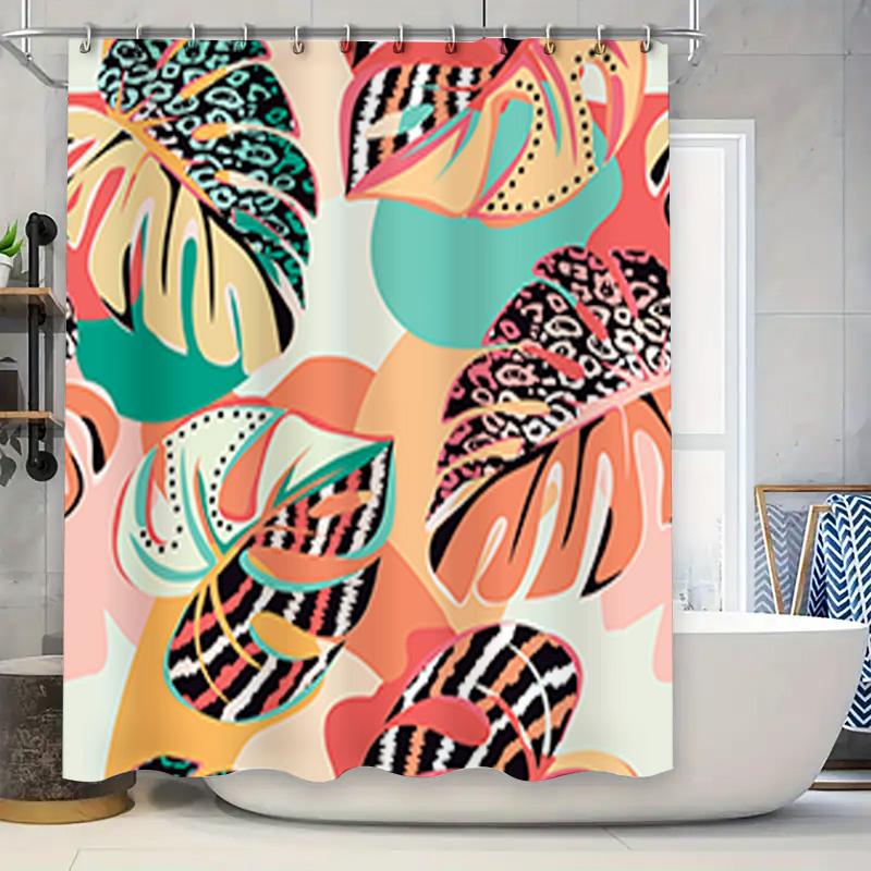 

Animal Print Shower Curtain Tropical Leaves Design Vivid Colors For Bathroom Decor W60H190(CM)-1 Pcs