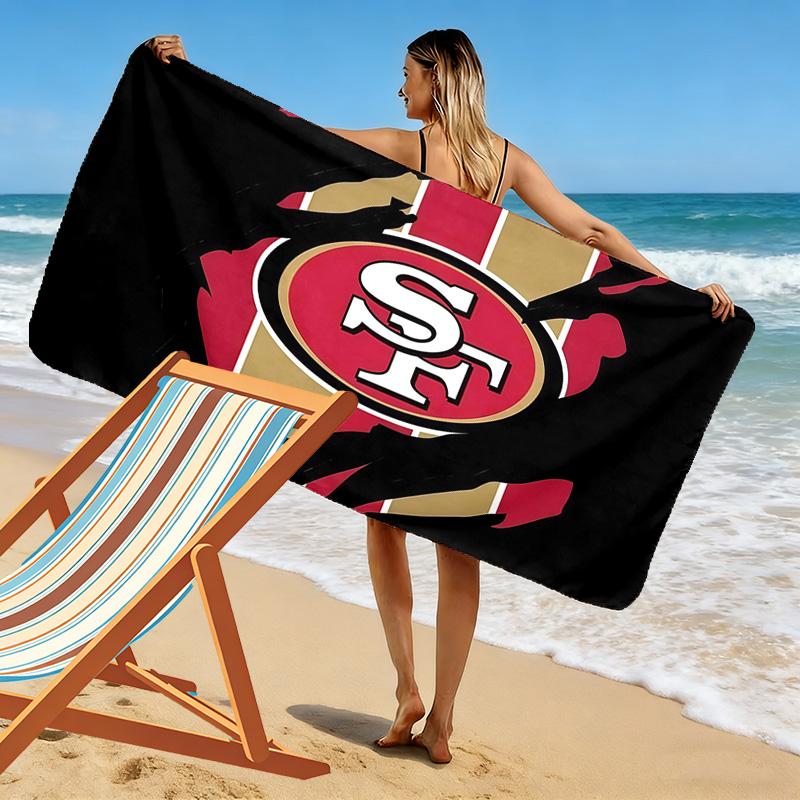 Telo da Spiaggia Stampa San Francisco 49ers, Grande Morbido Asciugatura Rapida per Spiaggia Campeggio Nuoto