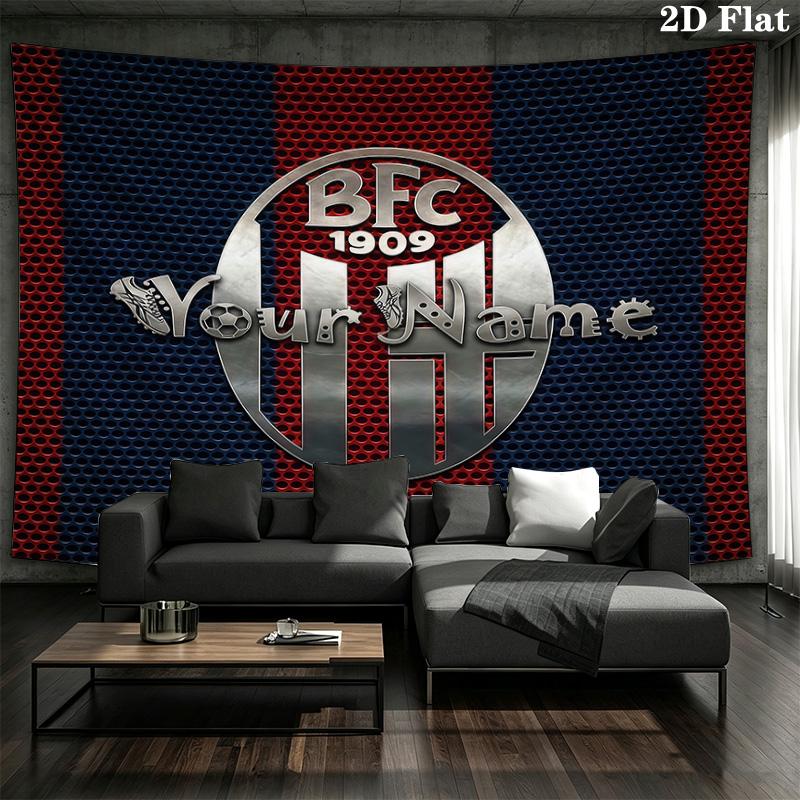 Bologna Fc Custom Name Wall Tapestry Aesthetic Wall Hanging Printed Fabric Blanket Decorative Tapestries For Bedroom Living Room Home Decor
