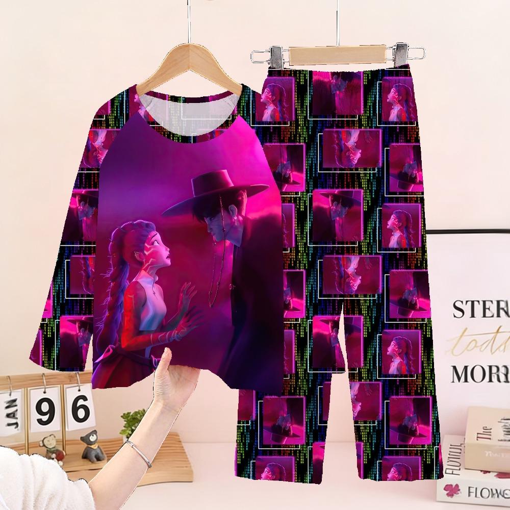 New Demon Hunters Children's Pajamas Long Sleeve Cartoon Girls Babies Middle and Older Children's Loungewear Set
