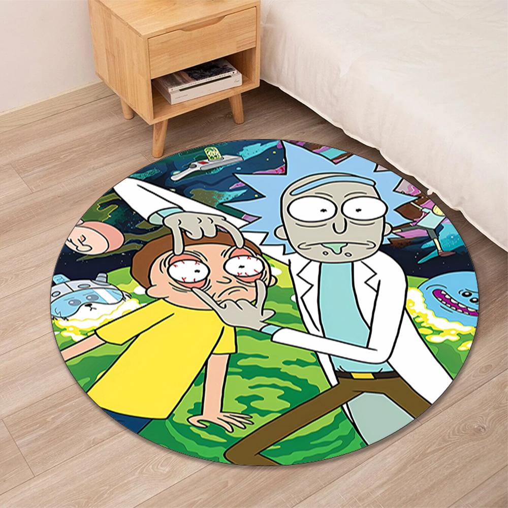 Rick and Morty Printed Round Rug Carpet Chair Rug Area Rug Entryway Doormats,for Office Chair Living Room Bedroom Kitchen Room.
