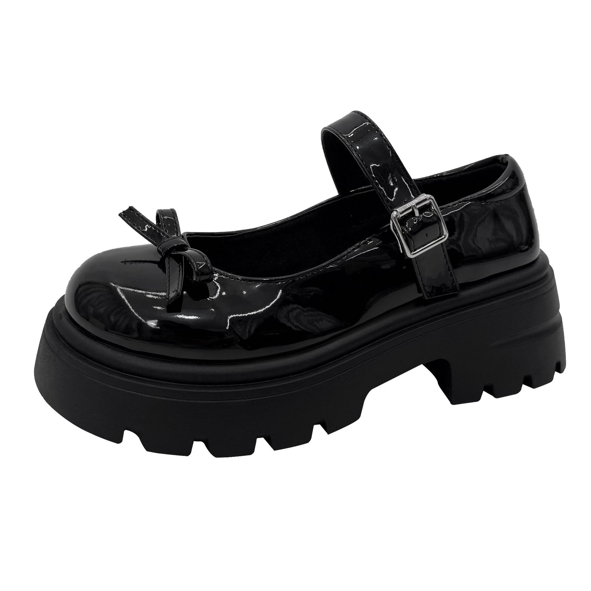 

Маленькі шкіряні туфлі в стилі коледжу 2024 нова платформа британський стиль жіночі туфлі весна та осінь універсальні зі спідницями високі підбори одинарні туфлі 40 чорний